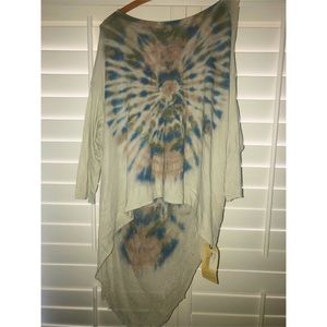 RAQUEL ALLEGRA 3/4 SLEEVE COCOON TOP - ICE TIE DYE